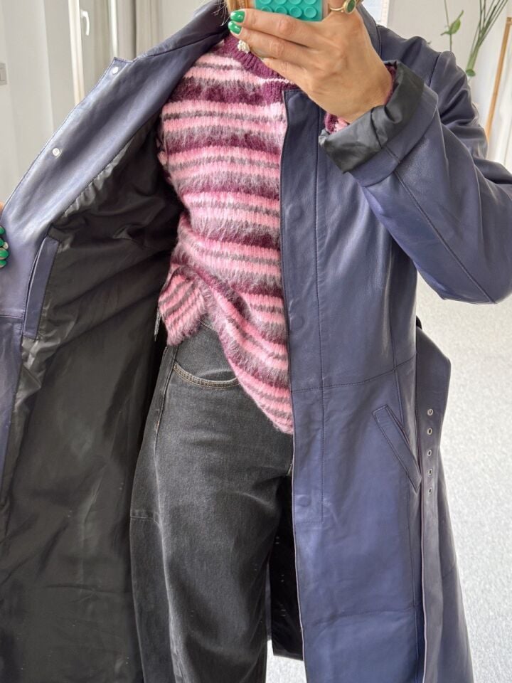 MOR DERİ İTHAL UZUN CEKET