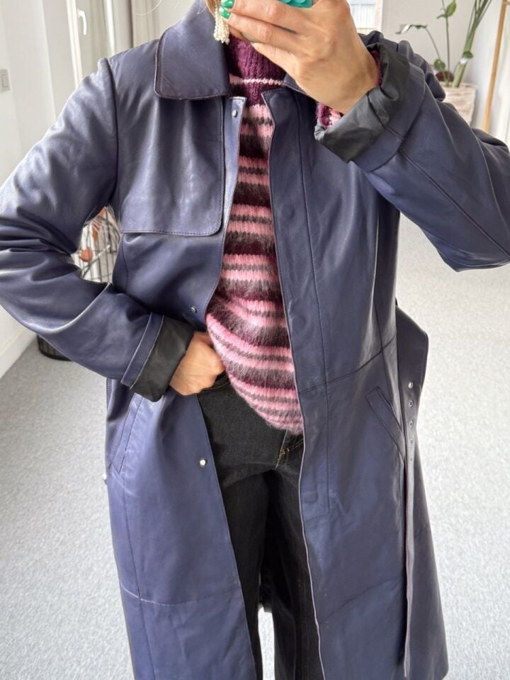 MOR DERİ İTHAL UZUN CEKET