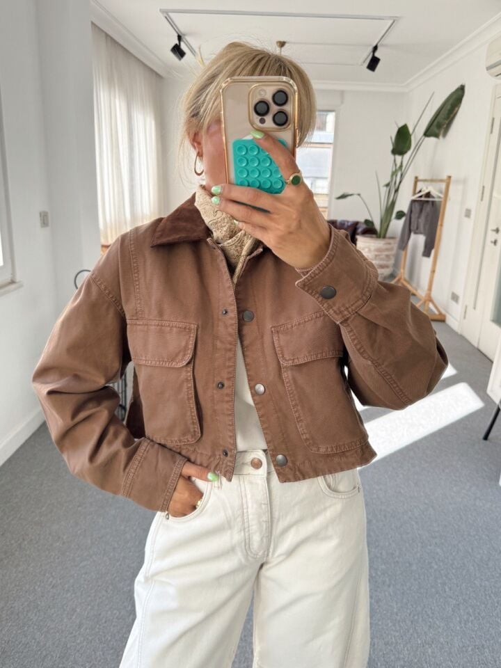 TABA KONTRAST YAKA İTHAL CEKET