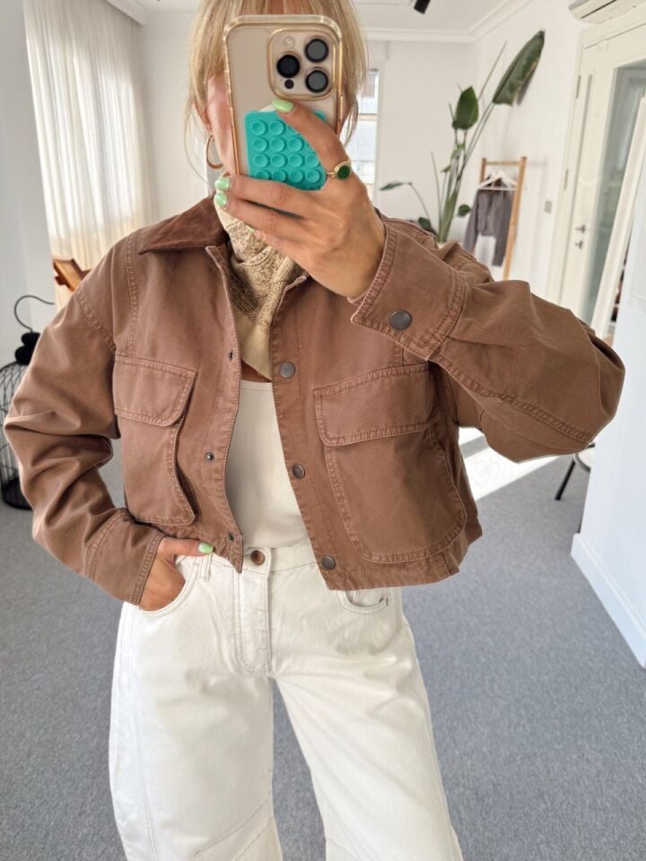 TABA KONTRAST YAKA İTHAL CEKET