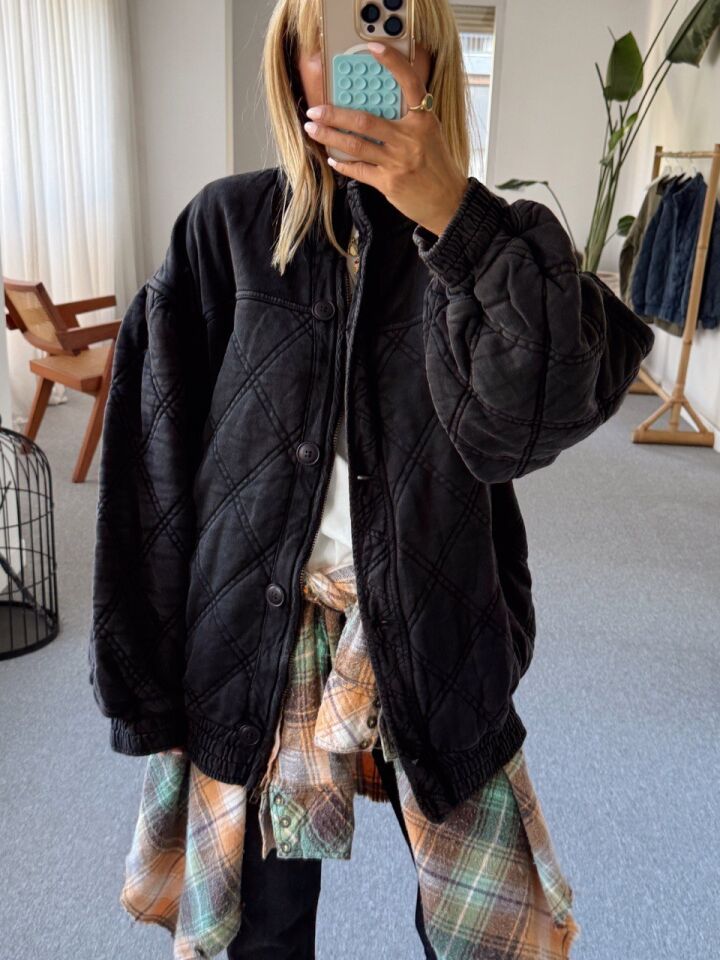 ANTRASİT KAPİTONE BOMBER İTHAL CEKET