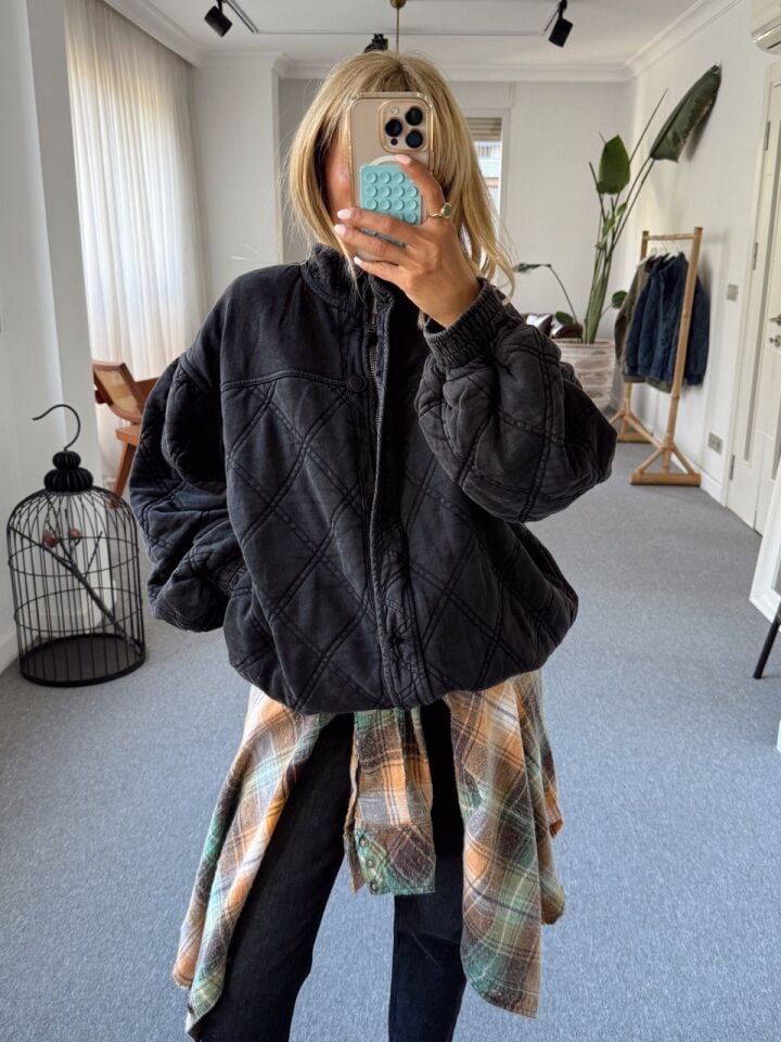 ANTRASİT KAPİTONE BOMBER İTHAL CEKET