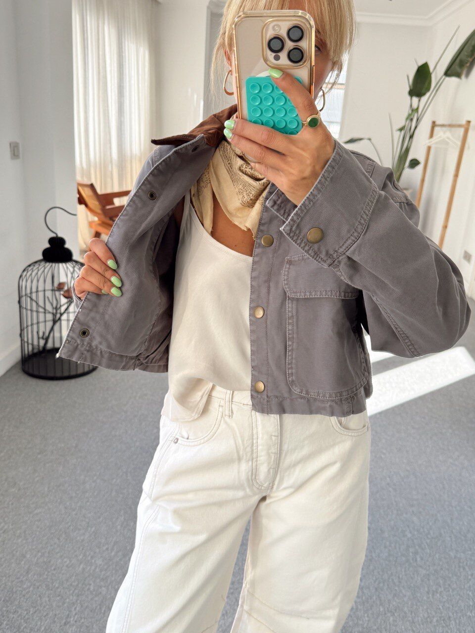 FÜME KONTRAST YAKA İTHAL CEKET