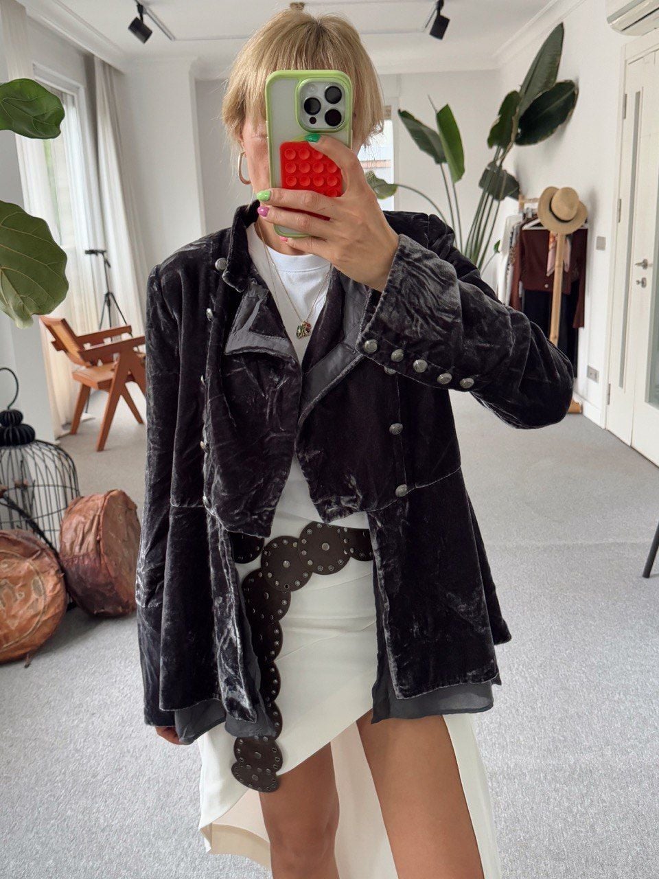 KOYU GRİ KADİFE İTHAL CEKET