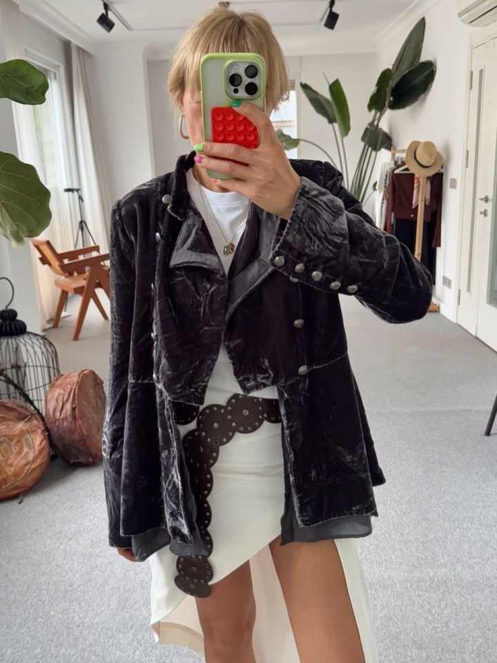 KOYU GRİ KADİFE İTHAL CEKET