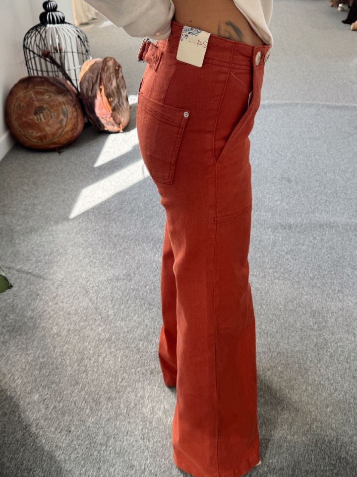 KİREMİT RENGİ DENİM PANTOLON