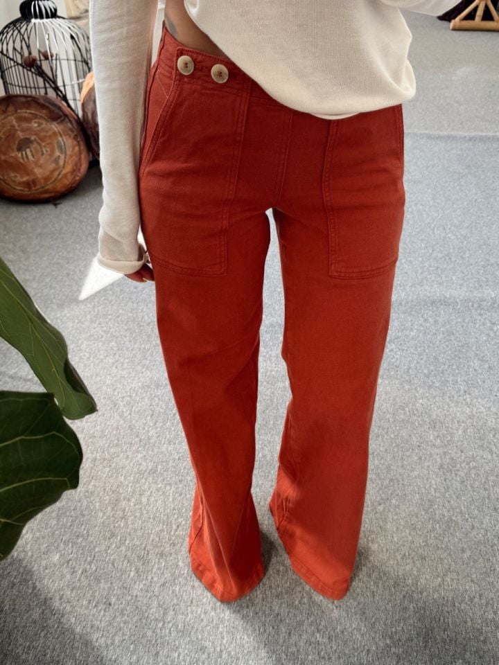 KİREMİT RENGİ DENİM PANTOLON
