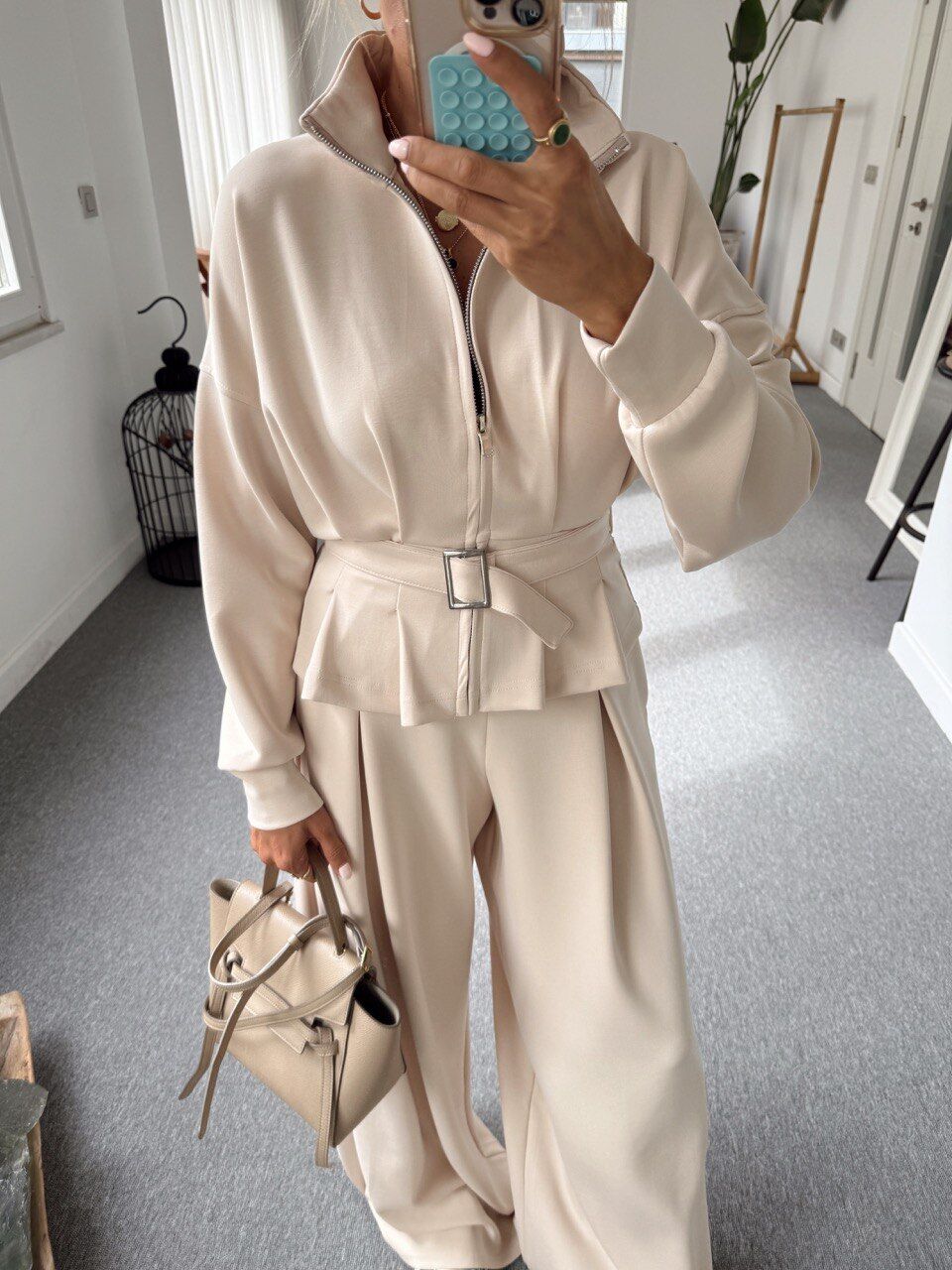 BEJ BELİ KEMERLİ MODAL TAKIM