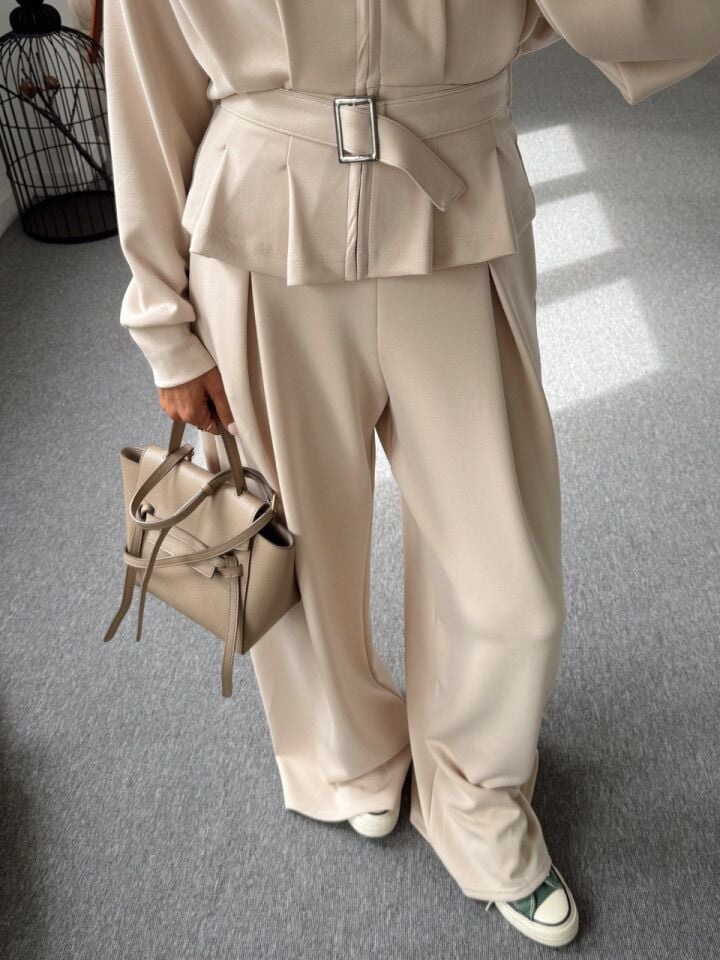 BEJ BELİ KEMERLİ MODAL TAKIM ( ÖN SİPARİŞ )