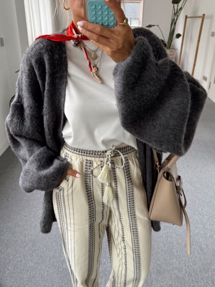 ANTRASİT TİFTİK KARIŞIMLI YÜN HIRKA (ÖN SİPARİŞ)