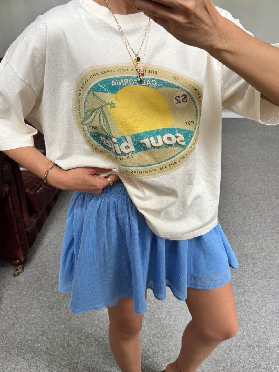 MAVİ ASTARLI MİNİ İTHAL ETEK