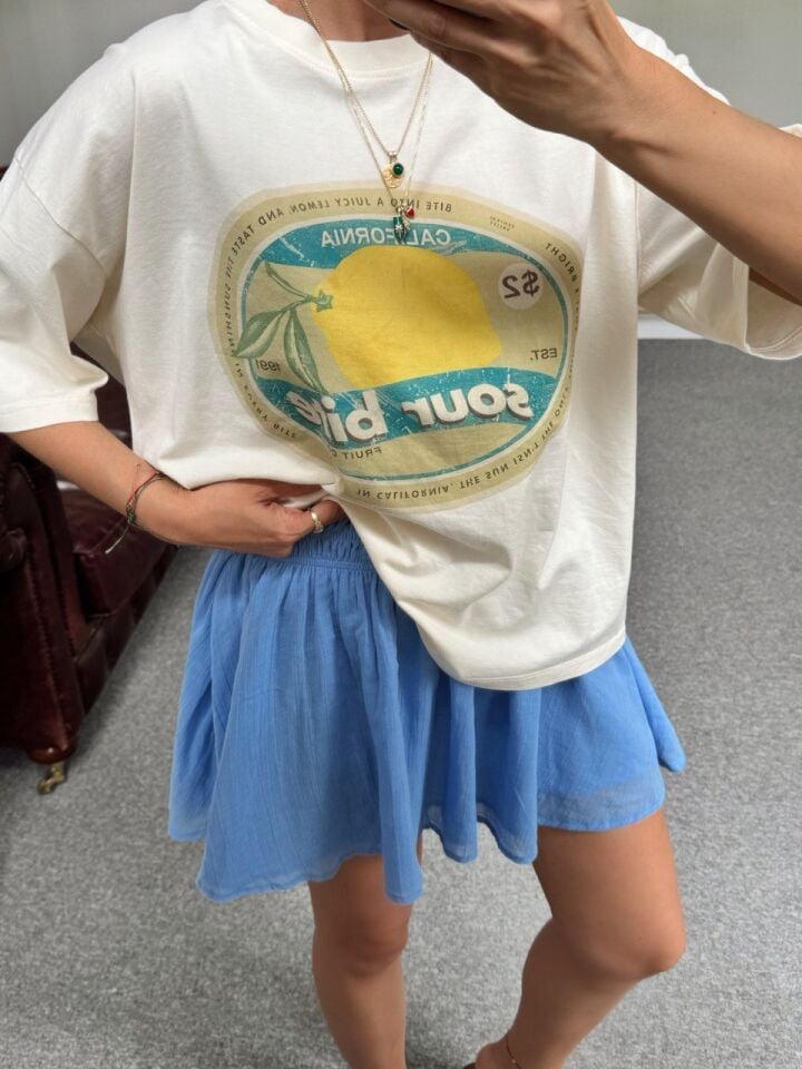 MAVİ ASTARLI MİNİ İTHAL ETEK