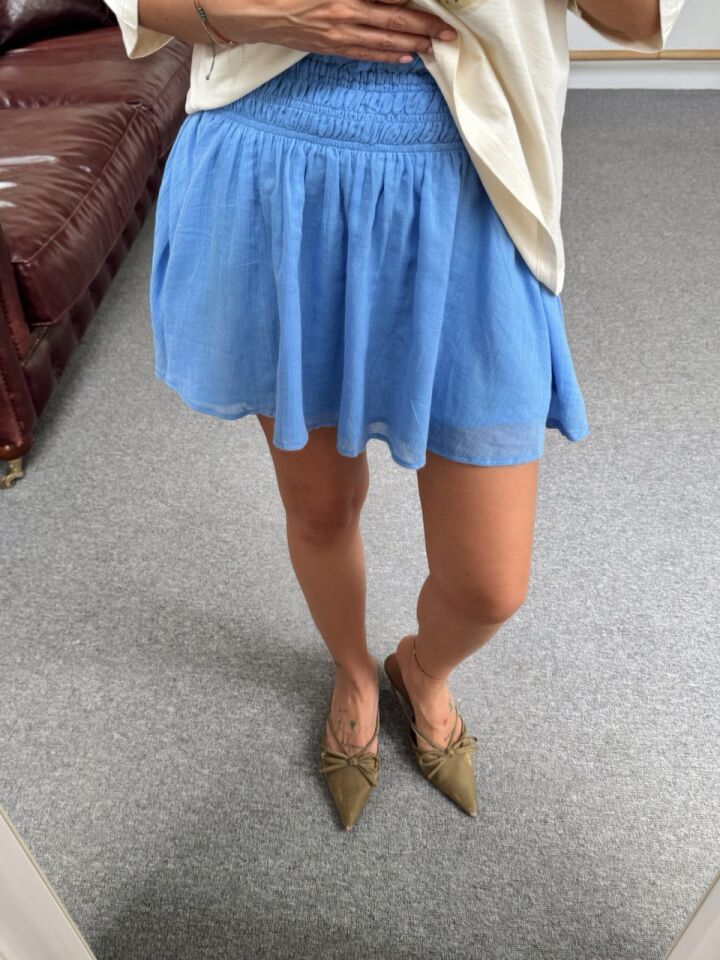 MAVİ ASTARLI MİNİ İTHAL ETEK