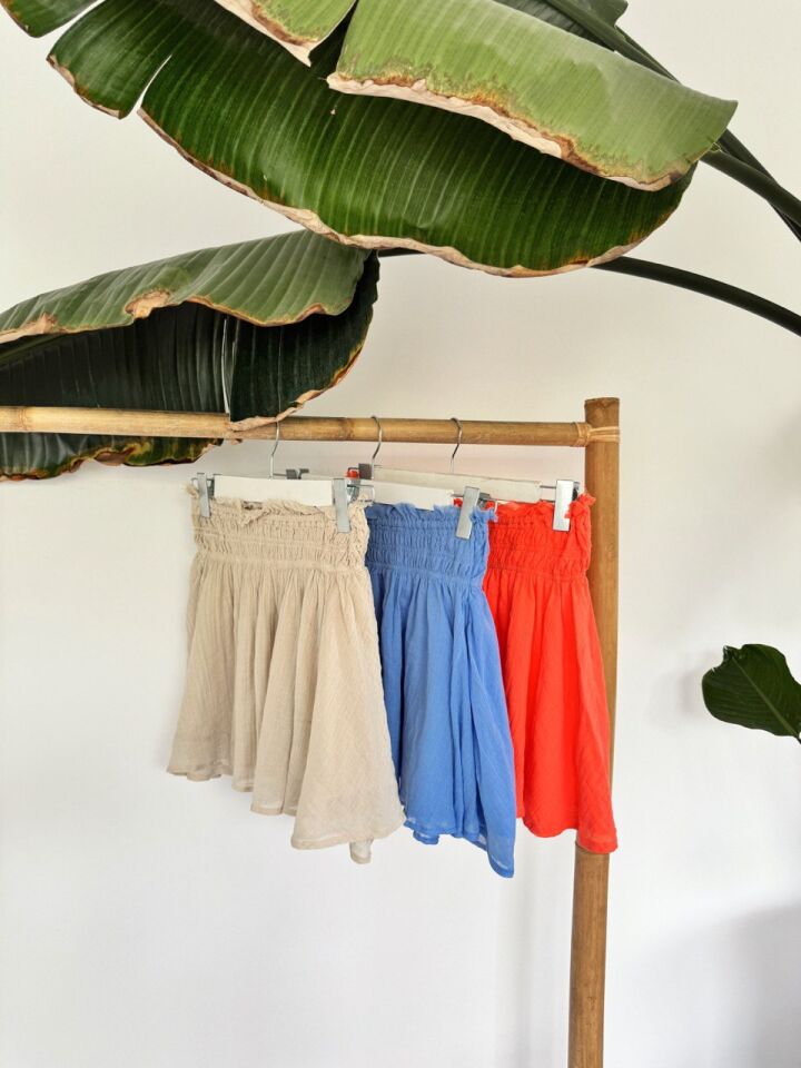 TAŞ RENGİ ASTARLI MİNİ İTHAL ETEK