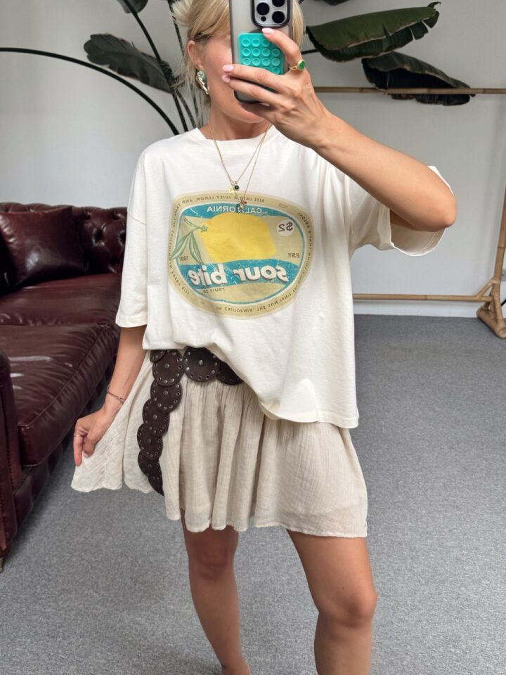 TAŞ RENGİ ASTARLI MİNİ İTHAL ETEK