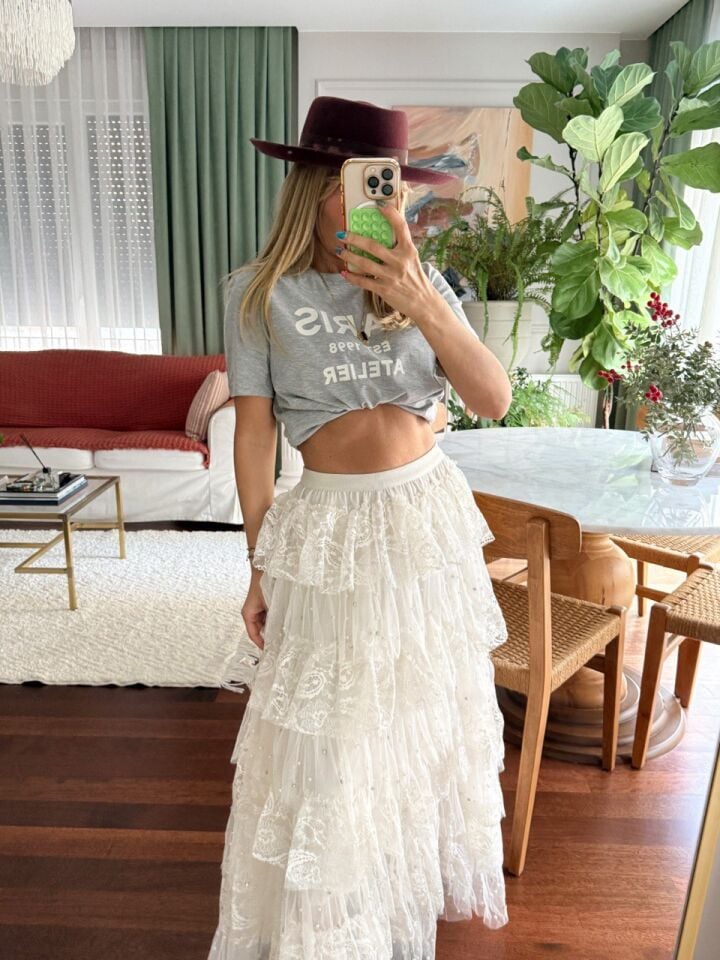 KREM DANTEL-TÜL TAŞ İŞLEMELİ İTHAL ETEK(ÖN SİPARİŞ)