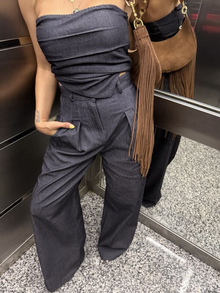 DENİM BÜSTİYER PANTOLON TAKIM