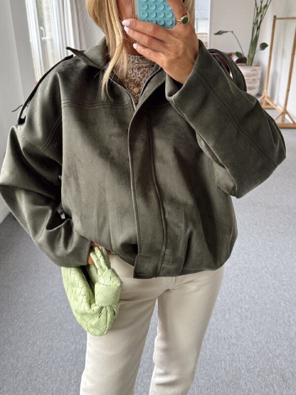 HAKİ SÜET BOMBER CEKET