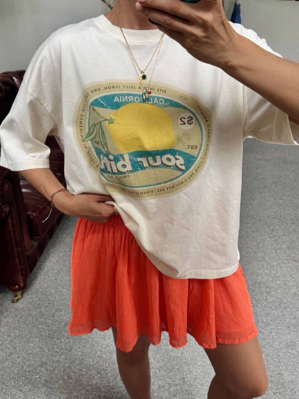 KREM LİMON BASKILI TSHIRT