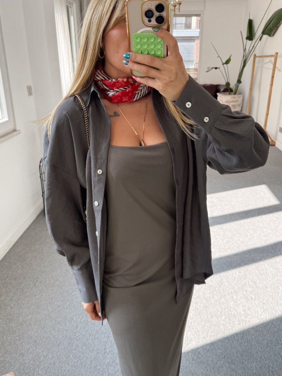 VİZON ASKILI MAXI ELBİSE