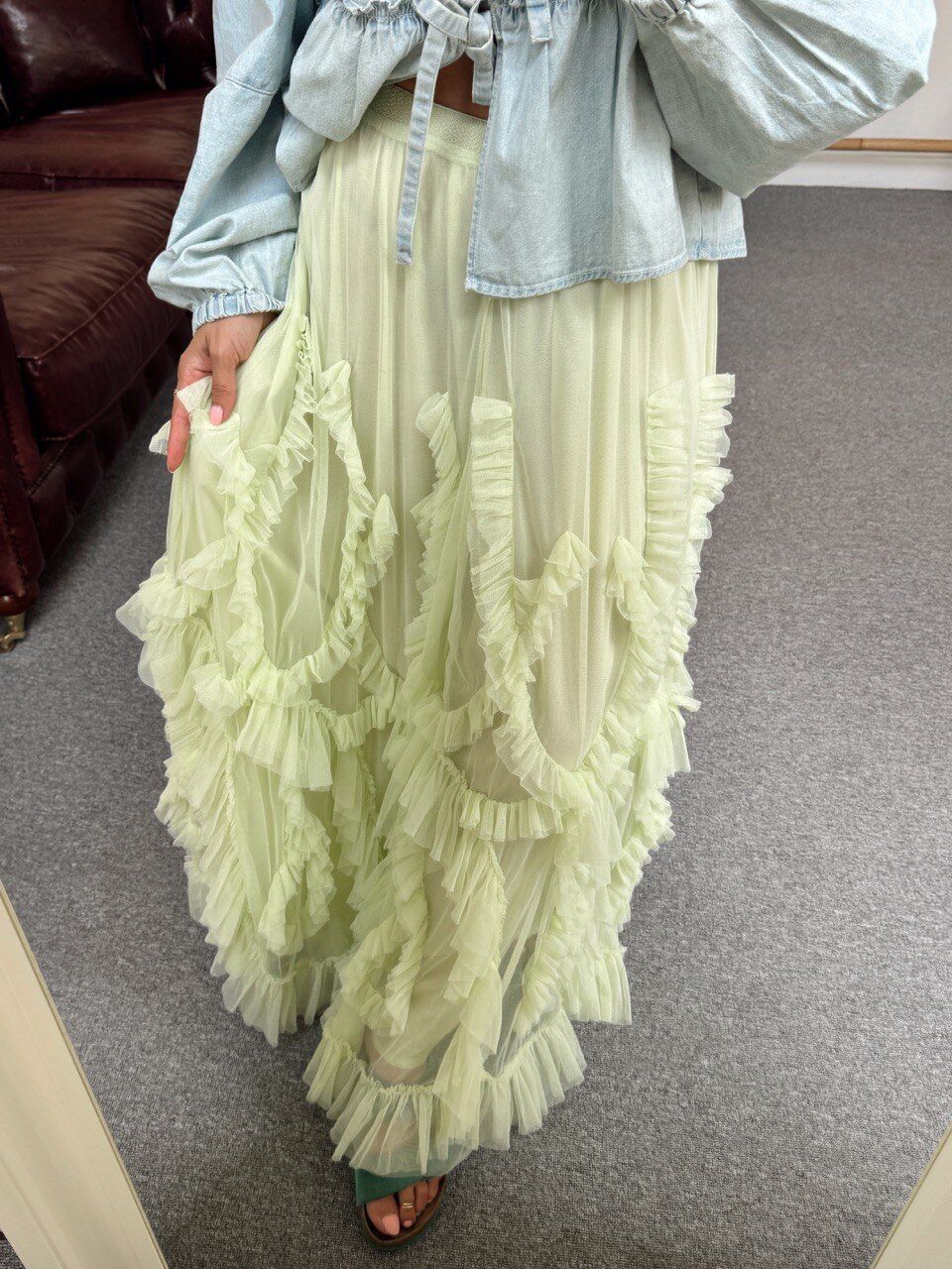 YEŞİL FIRFIR DETAY İTHAL ETEK