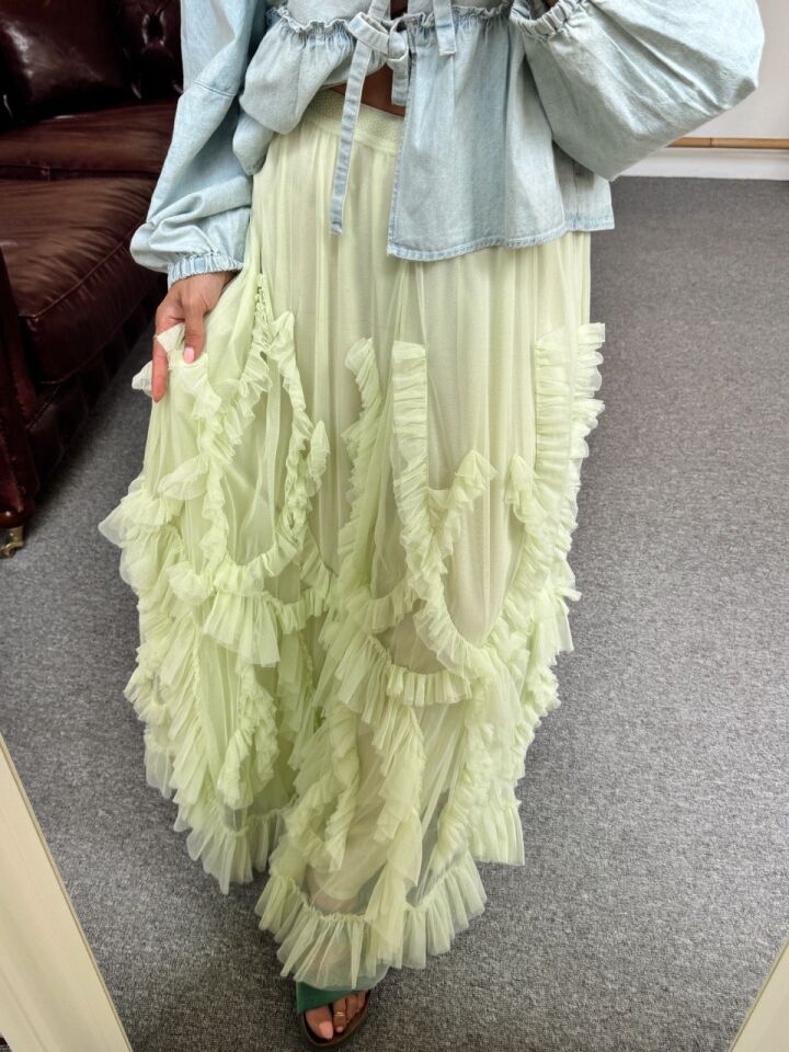 YEŞİL FIRFIR DETAY İTHAL ETEK