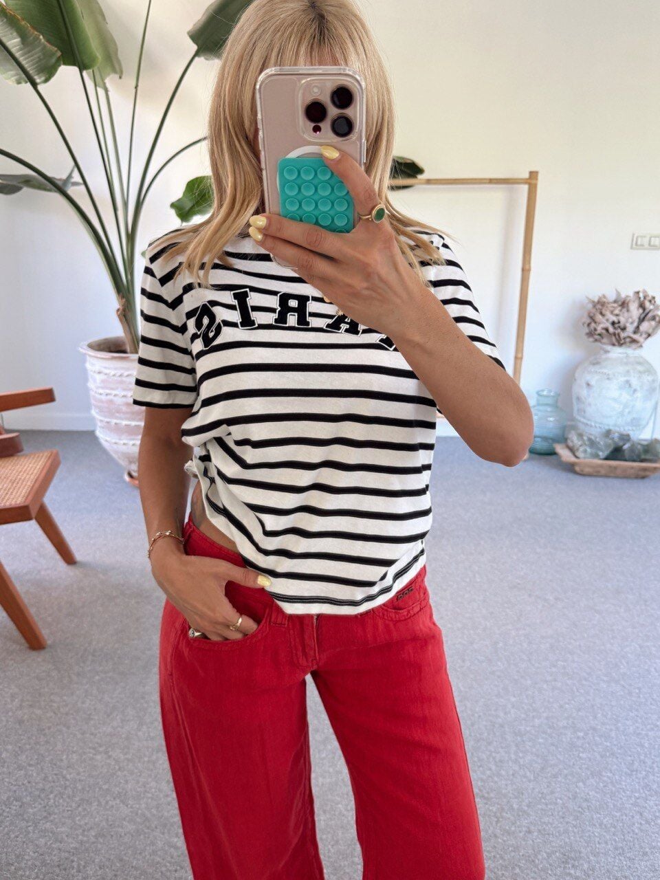 ÇİZGİLİ PARİS BASKILI TSHIRT