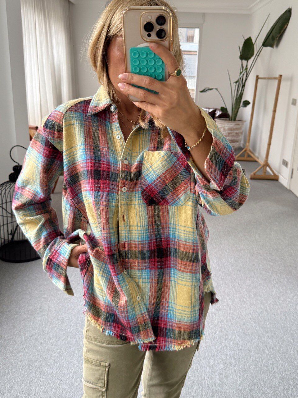 SARI-MAVİ EKOSE ODUNCU İTHAL GÖMLEK