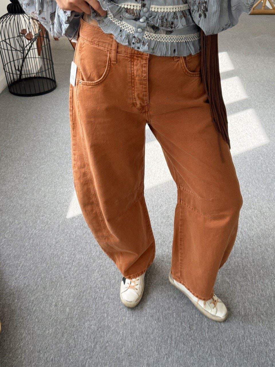 KİREMİT RENGİ BARREL JEAN