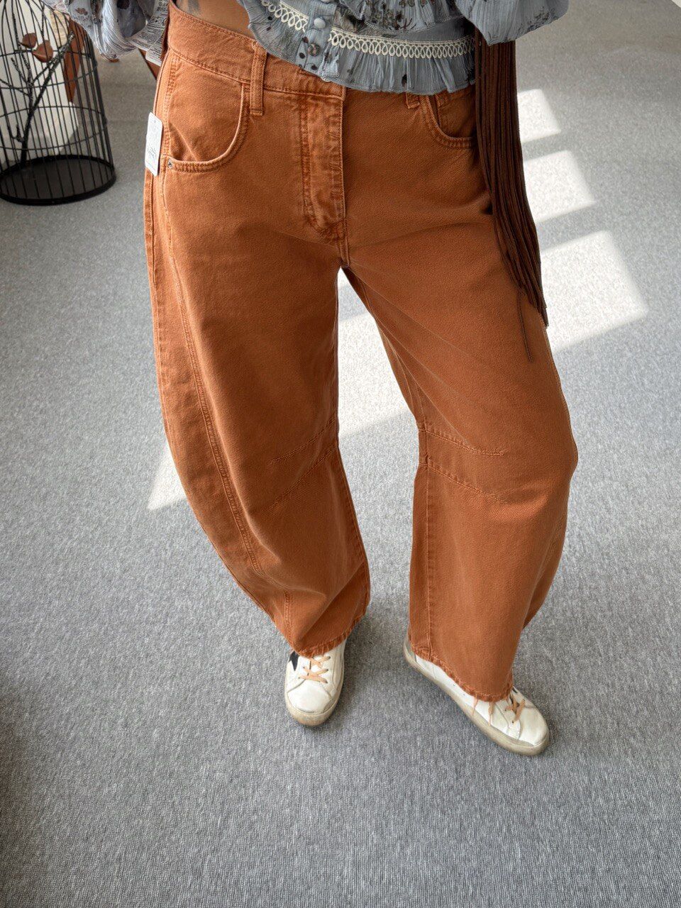 KİREMİT RENGİ BARREL JEAN