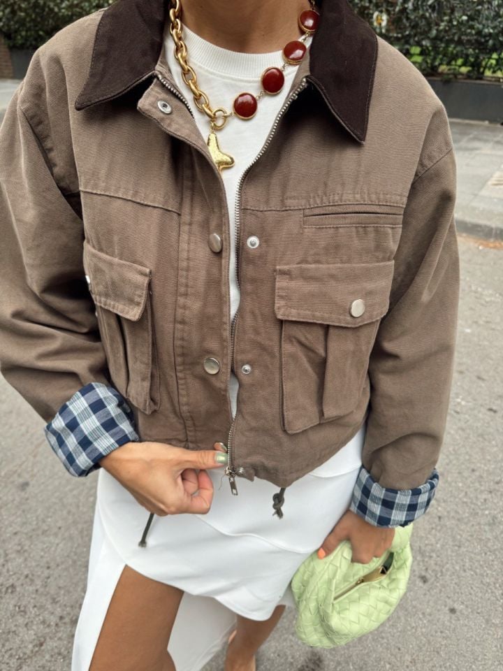 VİZON KONTRAST YAKALI CEKET