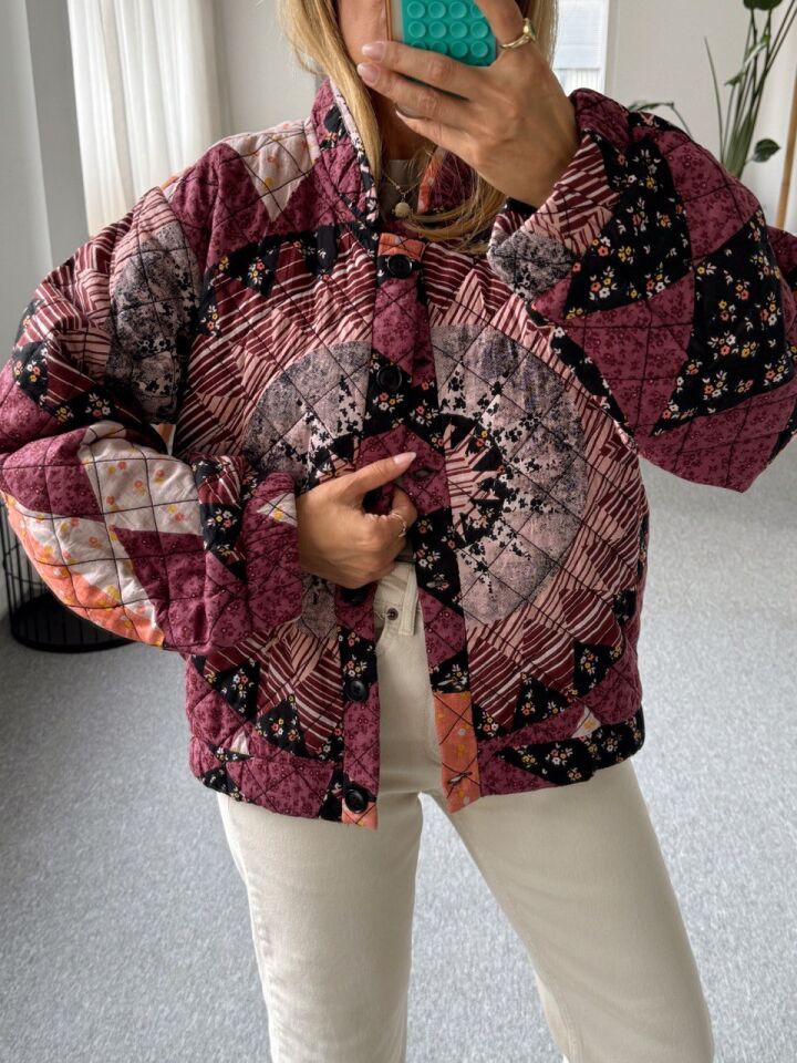 GÜL KURUSU  PATCHWORK DESEN İTHAL CEKET