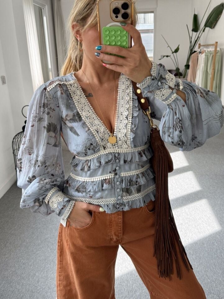 FLORAL DESEN İTHAL TOP BLUZ