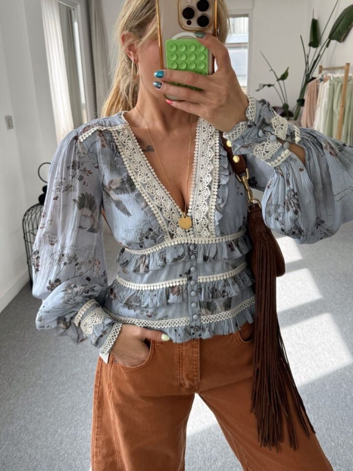 FLORAL DESEN İTHAL TOP BLUZ