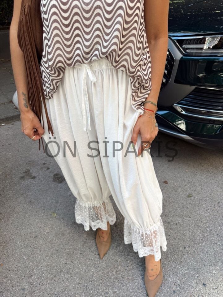 BEYAZ DANTELLİ MODAL ŞALVAR PANTOLON(ÖN SİPARİŞ)