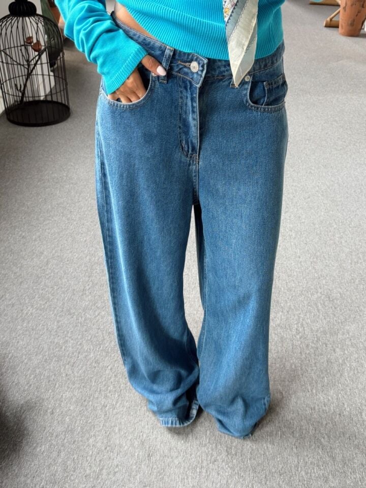 KOYU MAVİ WİDE- LEG JEAN