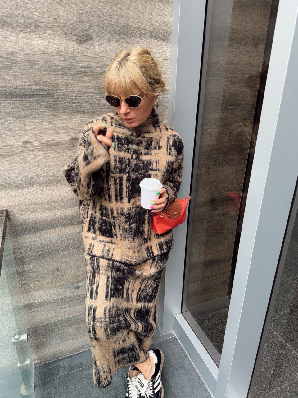 KAHVE SİYAH DESENLİ TRİKO TAKIM