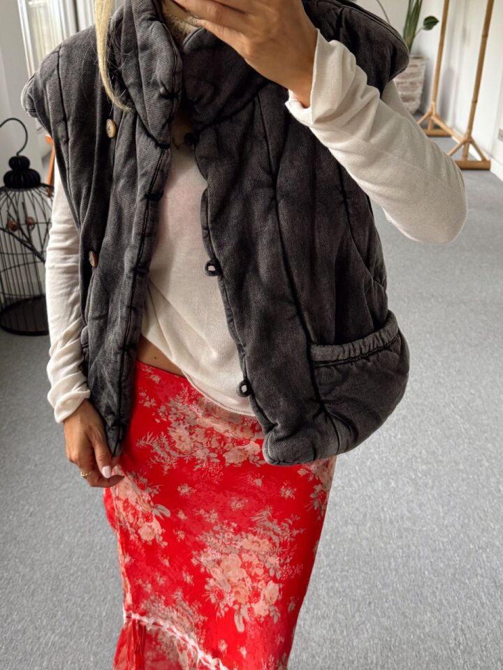 ANTRASİT KAPİTONE İTHAL YELEK