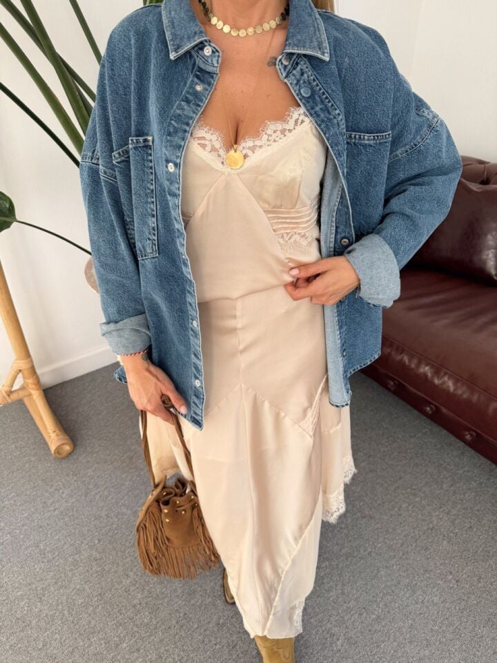 KOYU MAVİ DENIM CEKET GÖMLEK