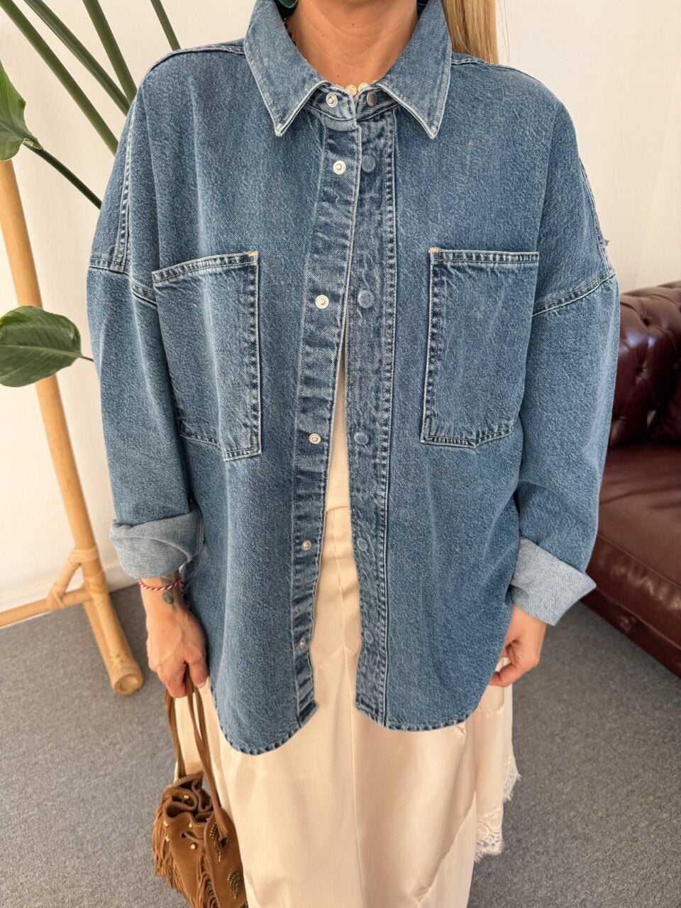 KOYU MAVİ DENIM CEKET GÖMLEK