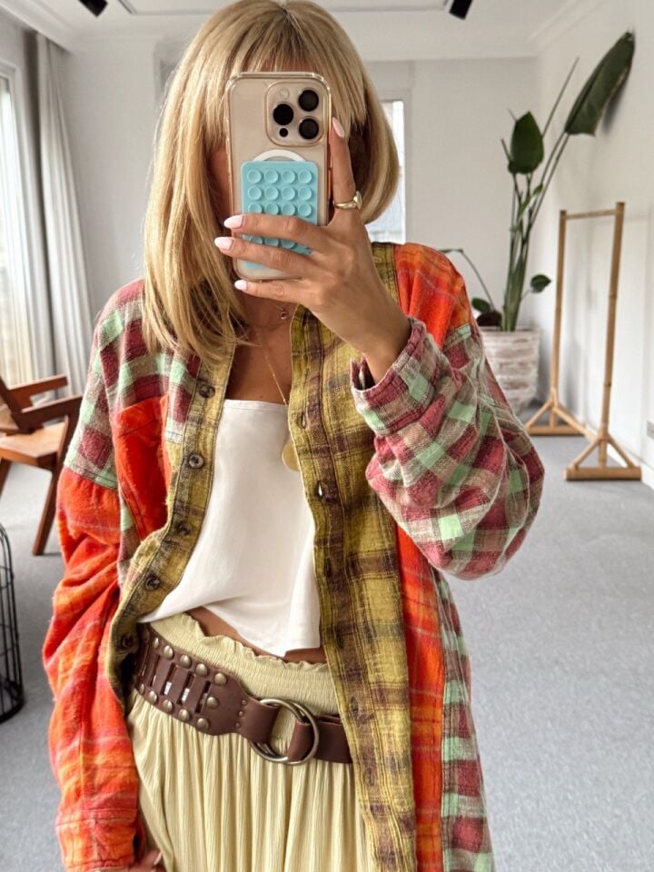 YAĞ YEŞİLİ EKOSELİ ODUNCU İTHAL GÖMLEK