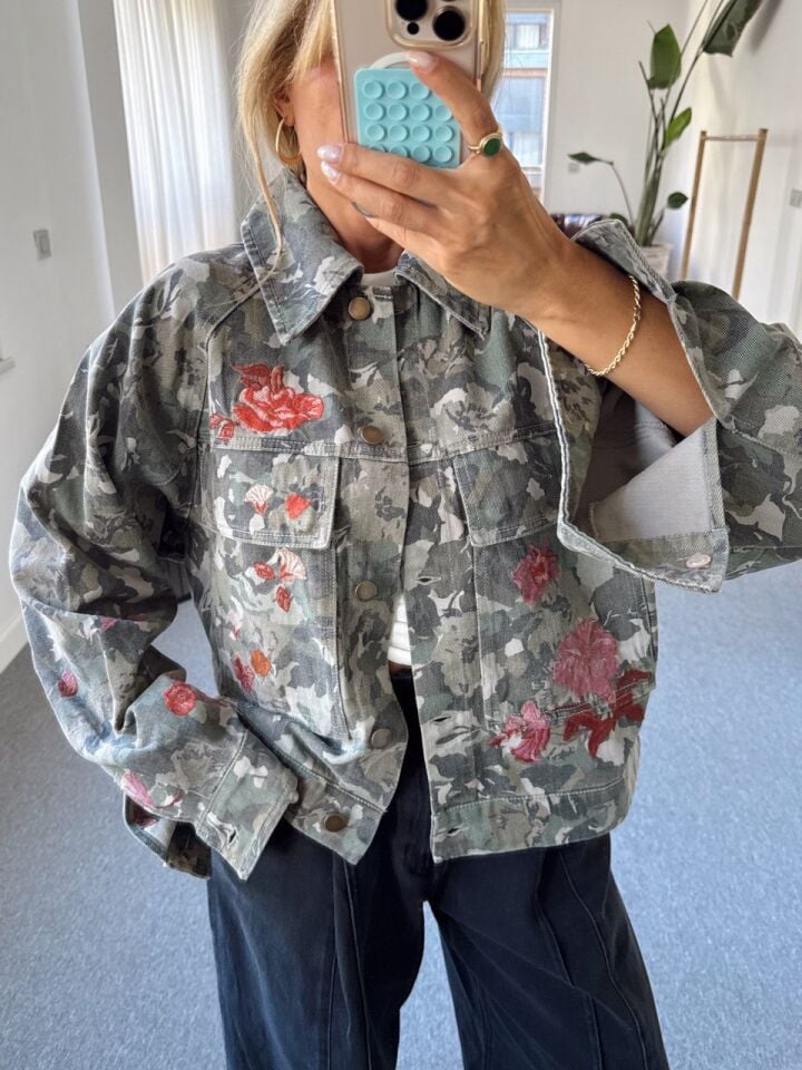 KAMUFLAJ DESEN İŞLEME DETAY İTHAL CEKET