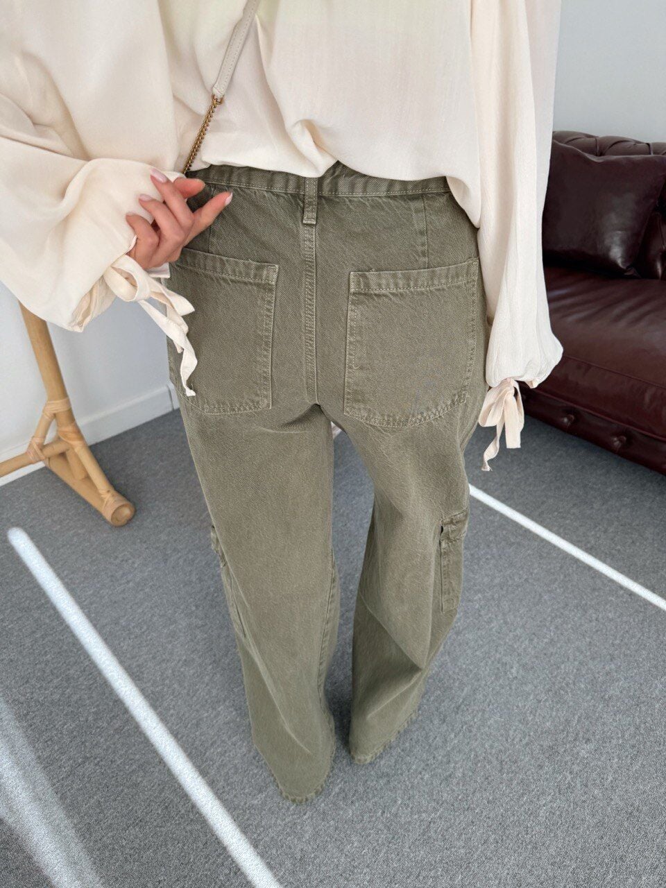 HAKİ DENIM KARGO PANTOLON