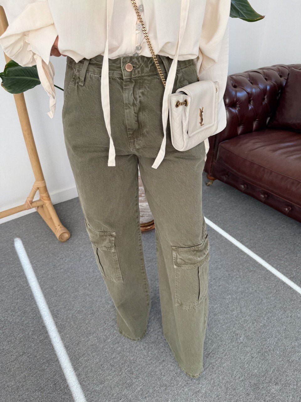 HAKİ DENIM KARGO PANTOLON