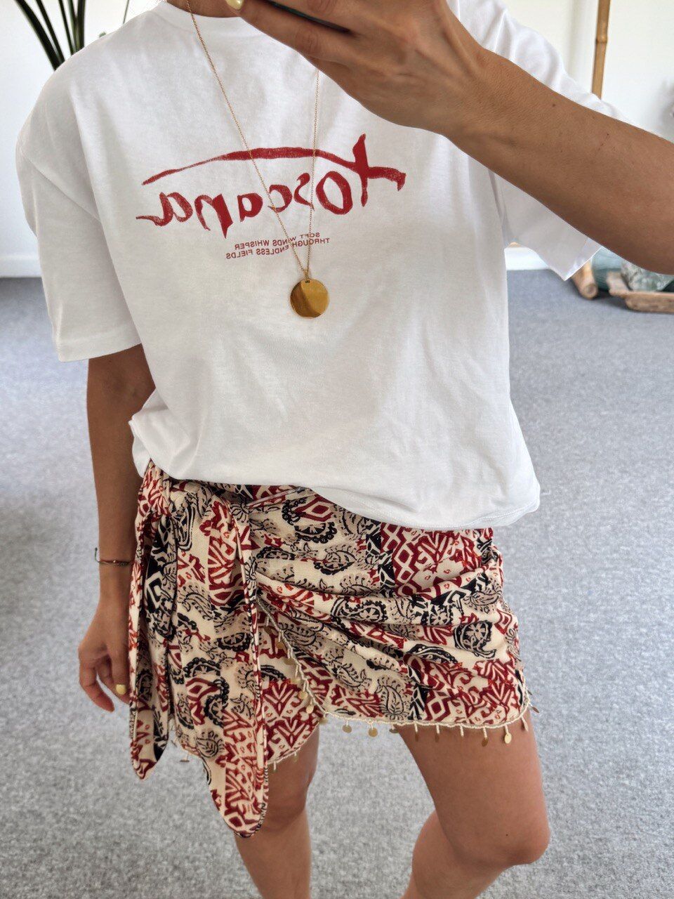 BONCUK İŞLEMELİ ETNİK DESEN ETEK