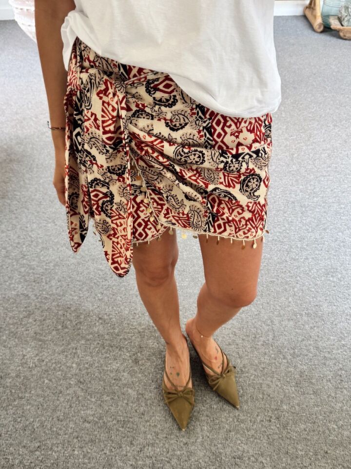 BONCUK İŞLEMELİ ETNİK DESEN ETEK