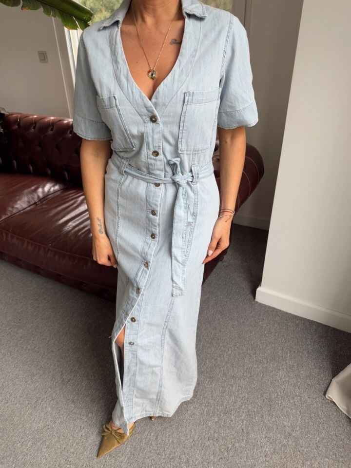 TENSEL KUMAŞ DENIM MAXI ELBİSE