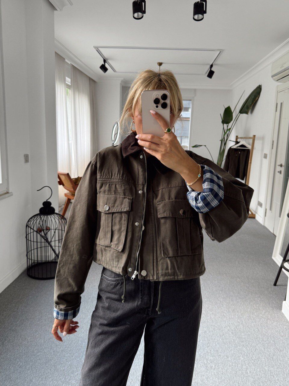 HAKİ KONTRAST YAKA CEKET