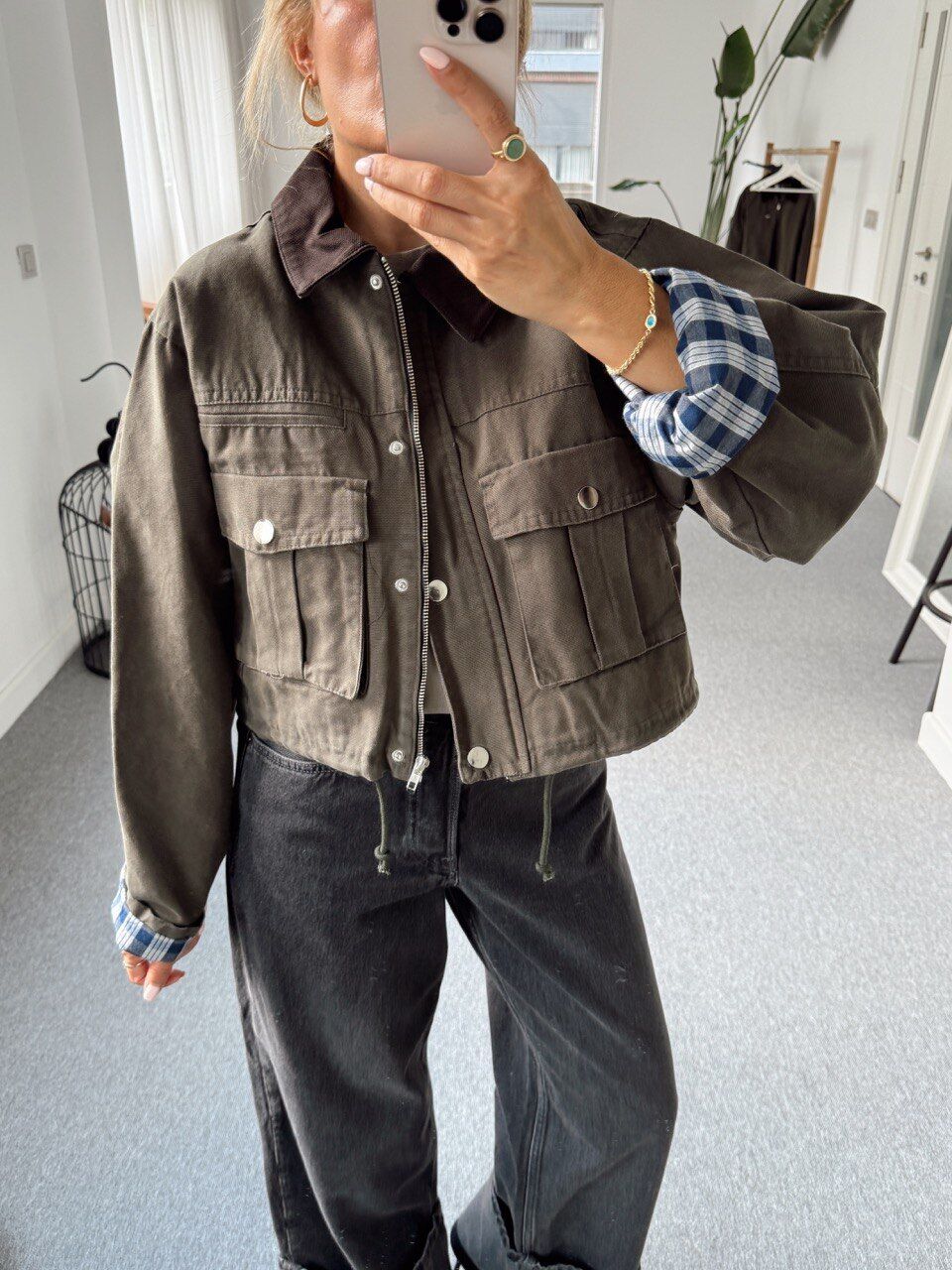 HAKİ KONTRAST YAKA CEKET