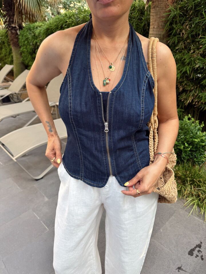 LACİVERT DENIM BÜSTİYER